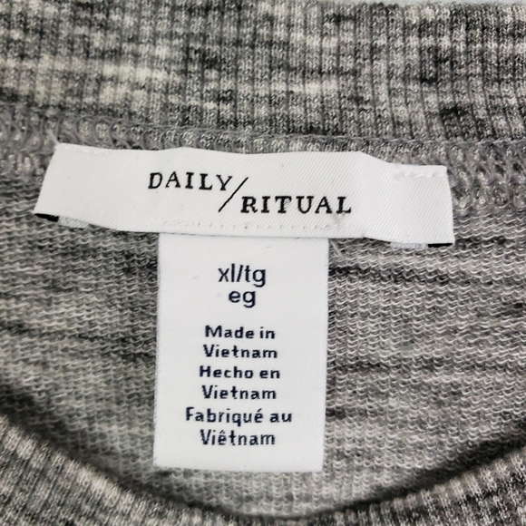 DAILY RITUAL Semi Cropped Wide Sleeve Ultra Soft Jersey Knit Sweatshirt Sz XL - Picture 7 of 8
